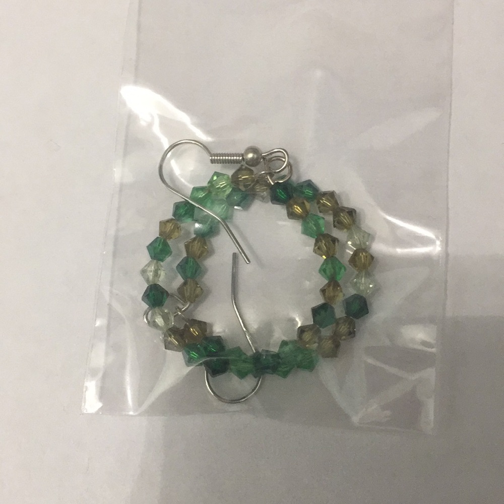 Green hoop earrings